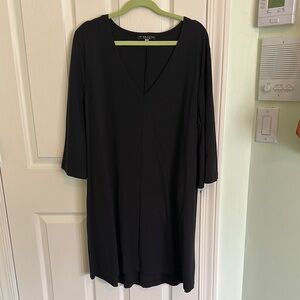 Bryn Walker Black V-Neck Bell Sleeve Dress, Size L